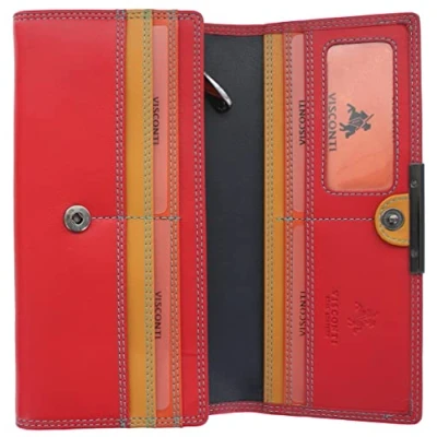 Image of Visconti Soft Leather Rio Ladies Purse Style RFID Blocking R11 Red/Rhumba