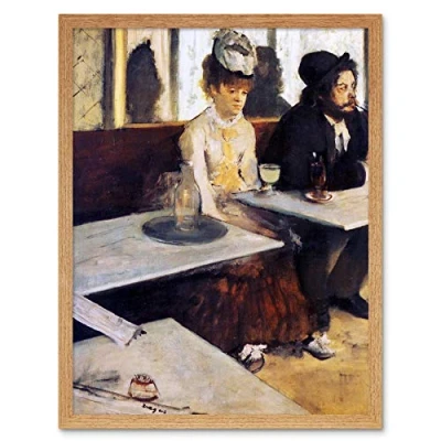 Image of Wee Blue Coo Edgar Degas The Absinthe Drinker 1876 Old Master Painting Art Print Framed Poster Wall Decor 12X16 Inch