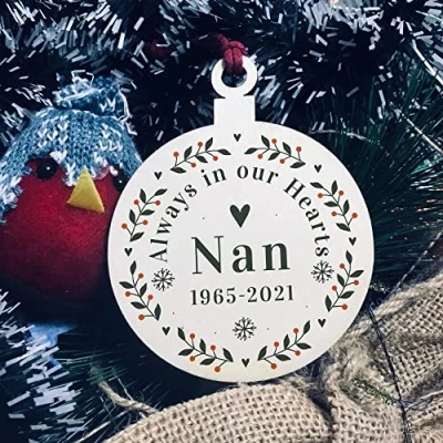 Image of Personalised Rememberance Christmas Bauble Tree Ornament Nan Memorial Gift