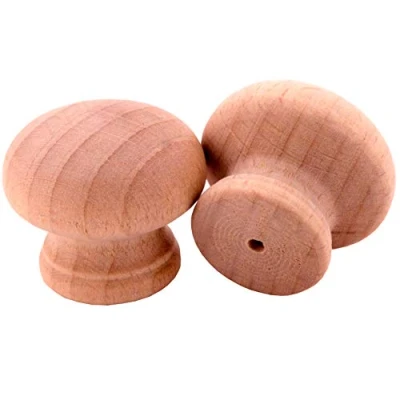 Image of 20x Natural Beech Wooden Door Knobs 35mm Drilled Cupboard/Drawer Pull Handles