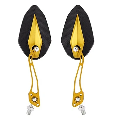 Image of 1 Pair Universal motorcycle Rearview Side Mirrors, Adjustable Aluminum Handlebar Rear View Mirrors Motorbike Scooter 10mm 8mm(Yellow) gold mirror