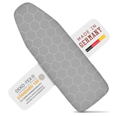 Image of arteneur Ironing Board Cover Made in Germany Iron For Steam Fit Multiple Sizes Grey With Elastic Drawstring, Aluminum Coating, Vapour Permeable &amp; Heat Reflective
