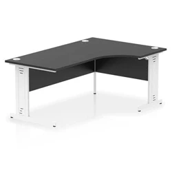 Image of Impulse 1800 RH Crescent Desk Black Top White Cable Managed Leg