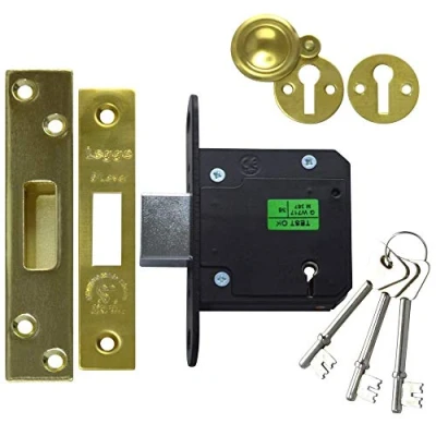 Image of Legge BS 5 Lever Mortice Deadlock Polished Brass 2¼&quot;&quot; / 58mm