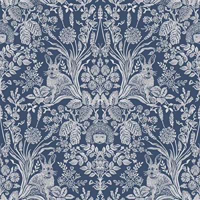 Image of World of Wallpaper Harlen Woodland Animals Flower (Navy)