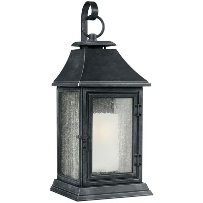 Image of Shepherd 1 Light Outdoor Large Wall Lantern Weathered Zinc IP44, E27