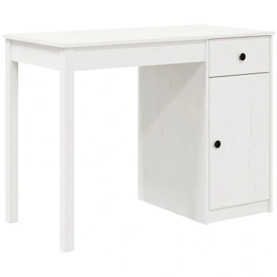 Image of vidaXL Desk White 100x50x75 cm Solid Wood Pine