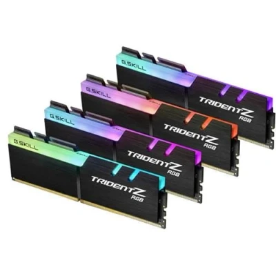 Image of G.SKILL F4 3200C16Q 32GTZR Trident Z RGB Series 32 GB (8 x 4) DDR4 3200 MHz PC4 25600 CL16 Dual Channel Memory Kit Black with full length LED light bar