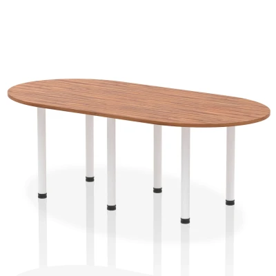 Image of Impulse 2400mm Boardroom Table Walnut Top White Post Leg