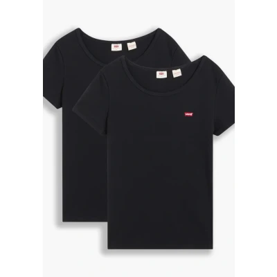 Image of Levi&#039;s TEE 2 PACK Basic Tshirt, Women&#039;s, Size: Large, Mineral black/mineral black