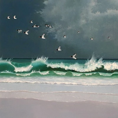 Image of Bird Greeting Card. Coastal Scene. Oystercatchers by Heather Blanchard