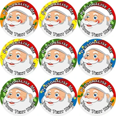 Image of 144 Personalised Happy Santa 30mm Reward Stickers for School Teachers parents