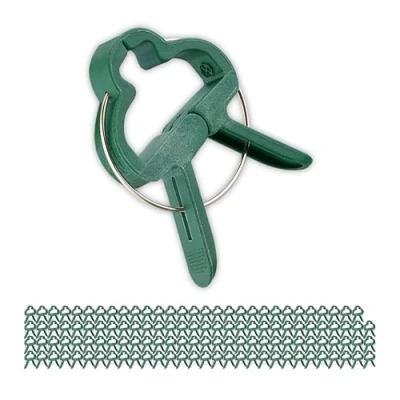 Image of Relaxdays Plant Clips, 120x Set, Small, 4.5x6 cm, Spring Clamp, Tomato, Flower, Support, Garden, Stem, Green, 1 x 4.5 6 cm