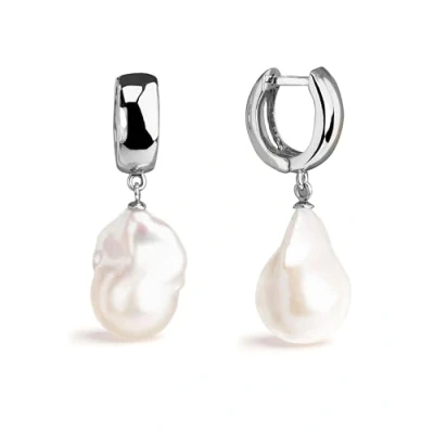 Image of Women Earrings Freshwater Cultured Pearls XL Baroque shape 13 20 mm SECRET &amp; YOU 925 Sterling Silver Earrings.