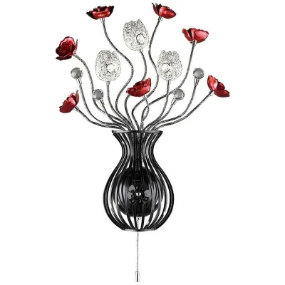 Image of (DH) Bonita Wall Lamp 3 Light G4 Black/Red/Crystal, NOT LED/CFL Compatible