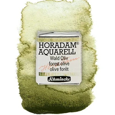 Image of Schmincke HORADAM® AQUARELL, super Granulation, 14 941 044 Forest Olive, 1/2 pans, very strong granulating colors, finest, watercolors
