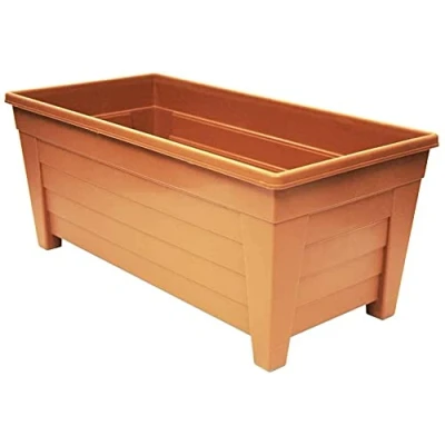 Image of Grosvenor 2 x Large 55cm Long Garden Planter Plant Pot Plastic Trough Raised