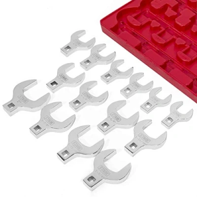 Image of Stark 1/2&quot; Drive SAE Jumbo Straight Crowfoot Wrench Fully Polished Set Storage Tray (1 1/16 in. to 2 in), 14 Piece