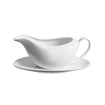 Image of Price &amp; Kensington Simplicity Gravy Boat and Saucer 230 ml White Porcelain