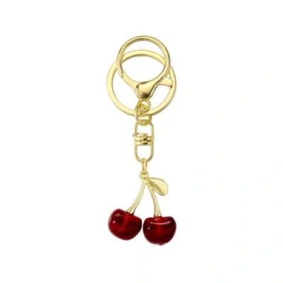 Image of KINSPON Sturdy Alloy Cherries Keychain Compact Ornament Delicate Keyrings Pendant Charm Bag Decoration