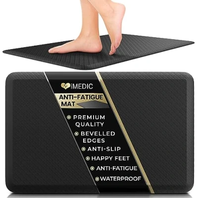 Image of iMedic Anti Fatigue Standing Mat (81x52cm) Cushioned Foam Floor Kitchen Mats Non Slip Washable Waterproof Adjustable Desk