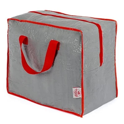 Image of Christmas Village Decoration Storage Bag Heavy Duty Festive Season Xmas Holder for Lights, Baubles, Tinsel, Wreath with Double Stitched Zip and Carry Handles (Grey, Decorations Bag)