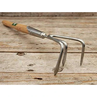 Image of Greenman Extra Long Ash Handled (54&quot;) Cultivator Lawn Tiller Stainless Steel 160cm (63&quot;)