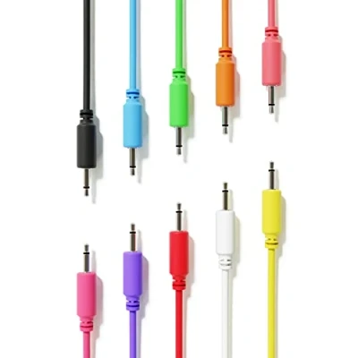 Image of ExcelValley 10 Pack Mono Modular Patch Cables TS 3.5mm 1/8&quot; Eurorack Synthesizer [90 cm 36&quot;]