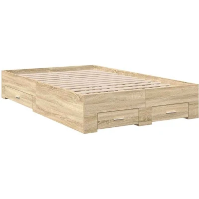 Image of vidaXL Bed Frame Sonoma Oak 140x200 cm Engineered Wood