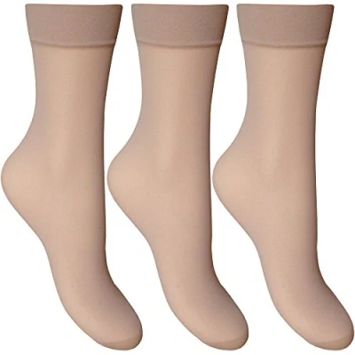 Image of Ladies Silky Soft, Sheer &amp; Durable Smooth Knit Everyday Anklets (Nude)