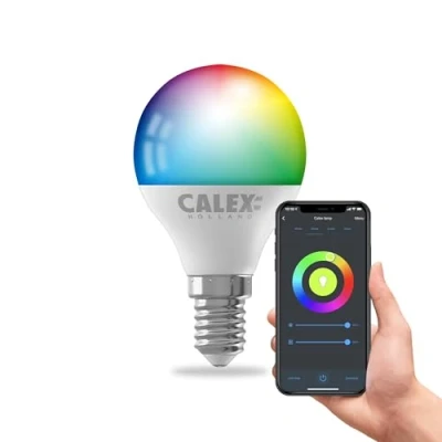 Image of CALEX Smart Light Bulb E14, WiFi LED P45 Bulb, RGB, App and Works with Amazon Alexa Google Home, 4.9W