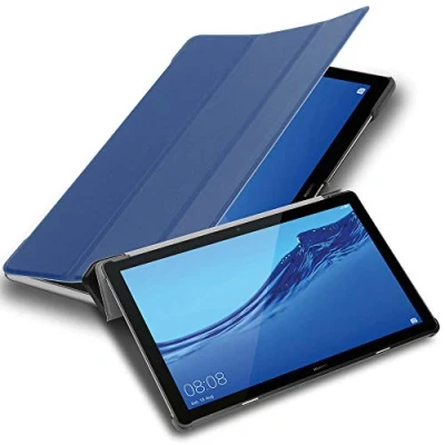 Image of Cadorabo Tablet Case works with Huawei MediaPad T5 10 (10.1&quot; Zoll) in JERSEY DARK BLUE Ultra Thin Book Style Protection Cover made of Faux Leather WITHOUT Auto Wake Up Stand Function