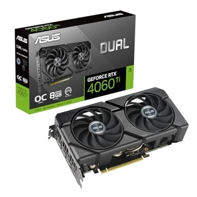 Image of ASUS Dual GeForce RTX 4060 Ti EVO OC Edition 8GB GDDR6 (PCIe 4.0, GDDR6, DLSS 3, HDMI 2.1a, DisplayPort 1.4a, Axial Tech Fan, 0dB Technology, Protective Backplate, Auto Extreme)