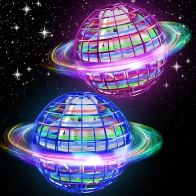 Image of semai 2 Pack Flying Orb Ball LED 360 Rotating Boomerang Hover Ball, UFO Smart Sensor Spinner Mini Drone, Magic Toys, Cool Stuff Gifts for Kids Boys Girls Aged 6+ (Pink&amp;Blue)