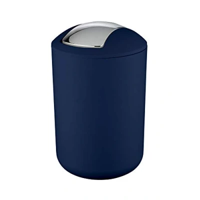 Image of WENKO Brasil Swing Cover Bin, TPE, Dark Blue, 19.5 x 31 cm