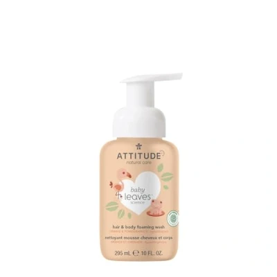 Image of ATTITUDE 2 in 1 Hair and Body Foaming Baby Wash, EWG Verified Shampoo Soap, Dermatologically Tested, Made with Naturally Derived Ingredients, Vegan, Orange Pomegranate, 295 mL