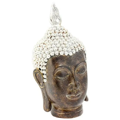 Image of Lesser &amp; pavey Exotic Art Buddha Head Ornament, Polyresin, Gold, 12 x 13 24.5 cm