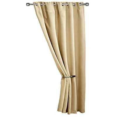 Image of Emma Barclay Cali Eyelet Woven Thermal Blackout Door Curtain in Beige Width 46&quot; x 84&quot;Drop (116x213cm)
