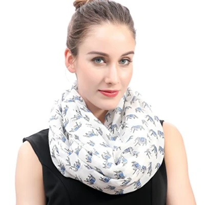 Image of Lina &amp; Lily Elephant Print Lightweight Snood Scarf (White)
