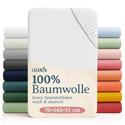Image of Laleni 2x Cot Bed Sheets Soft 135gsm Cotton Travel 140x70 cm, White