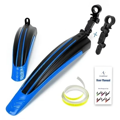 Image of ioutdoor Bike Mudguard Set with 27ft DIY Reflective Tape, Fenders Adjustable,Bicycle Front and Rear Mud Guard Fits for 20&quot;,22&quot;,24&quot;,26&quot;,27&quot;,28&quot; MTB Road Cycling (Black Blue)
