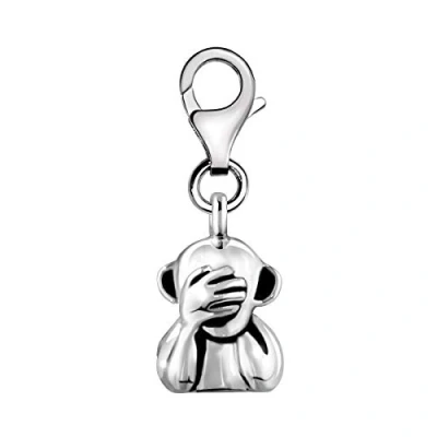 Image of Quiges 3D Cover Eyes Monkey Head Clip On Charm Pendant Silver Plated Women&#039;s Jewellery