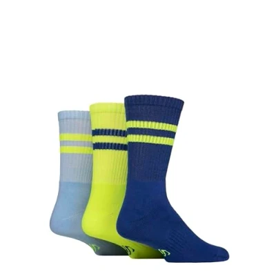 Image of Mens 3 Pair SOCKSHOP Performance Leisure Socks Navy / Lime Steel 7 11