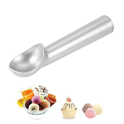 Image of Solid Stainless Steel Ice Cream Scoop, Ergonomic Mini Metal Scoop for Cream, Cookie Dough and Yogurt