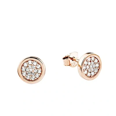 Image of s.Oliver stud earrings 925 Sterling silver woman earrings, with zirconia synth., 0.8 cm, rose colored, comes in jewelry gift box