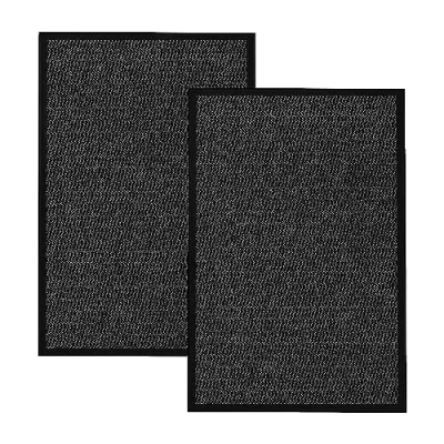 Image of KAV Washable Door Mat Dirt Trapper Durable Non Slip Mats Indoor Perfect Dust Absorbent Rug for Home, Kitchen, Office (40x60) cm, (1.31 x 1.97) ft Black Pack of 2