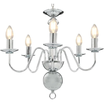 Image of vidaXL Chandelier Silver 5 x E14 Bulbs