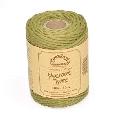 Image of 50M Spools Everlasto Single Twist Soft Cotton Coloured Macrame Craft Twine 38/6 (4mm approx) (Sage Green)