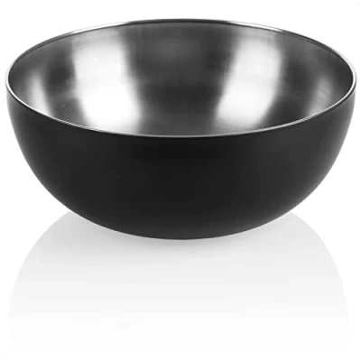 Image of COM FOUR® Mixing Bowl Made of Stainless Steel and Black Outer Coating can be Used as a Salad Bowl, Fruit or Simply Decorative Bowl. (1 Piece Ø 24cm Black)