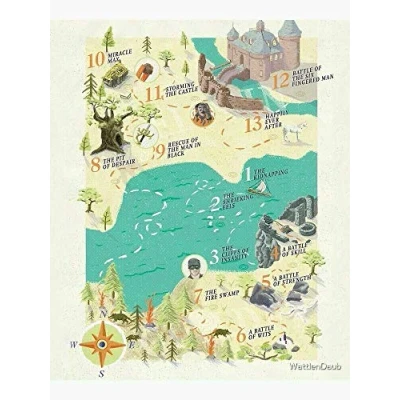 Image of Inga Princess Bride Discovery Map Poster Home Decor Art Wall Metal Sign 8x12 inches